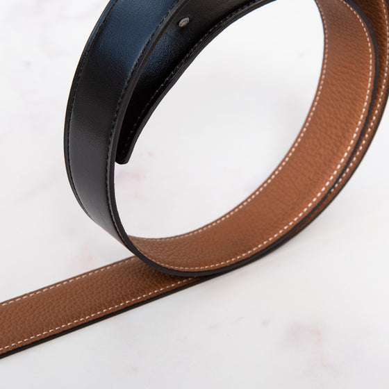 Hermes H Reversible Black And Gold Leather Belt 90 cm