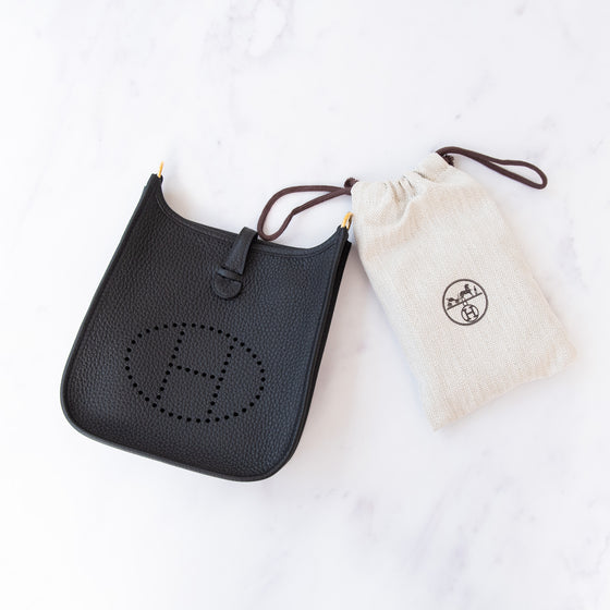 **UNUSED** Hermes Mini Evelyne 16 Black Leather Bag