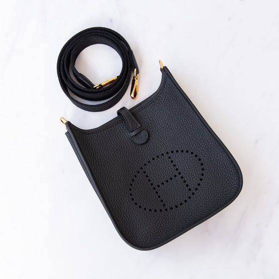 **UNUSED** Hermes Mini Evelyne 16 Black Leather Bag