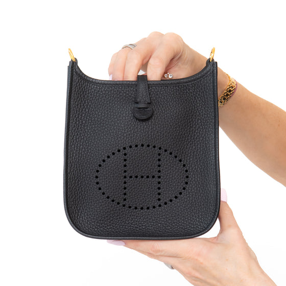 **UNUSED** Hermes Mini Evelyne 16 Black Leather Bag
