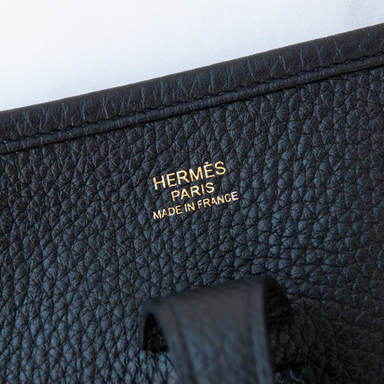 Hermes Evelyne 29 Black Taurillon Clemence Bag