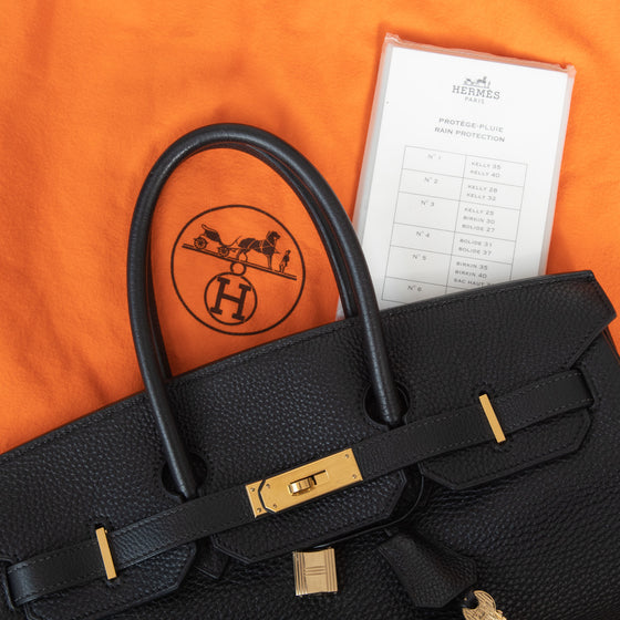 Hermes Birkin 35 In Black Veau Togo Leather With Gold Tone Hardware