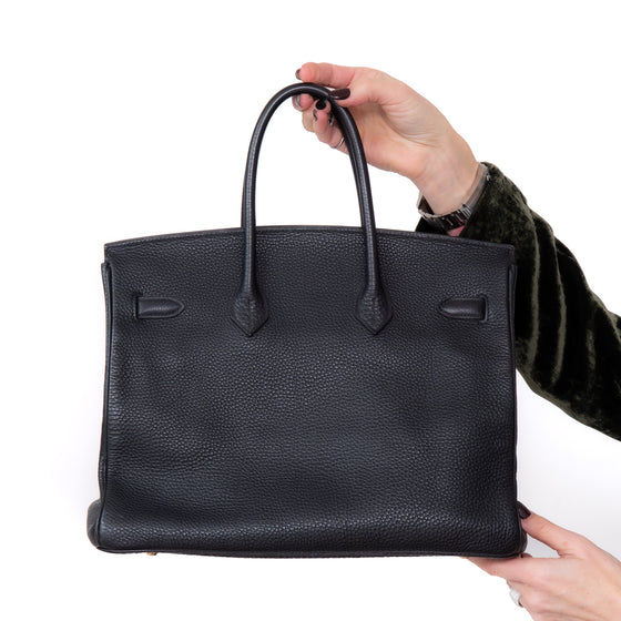 Hermes Birkin 35 In Black Veau Togo Leather With Gold Tone Hardware