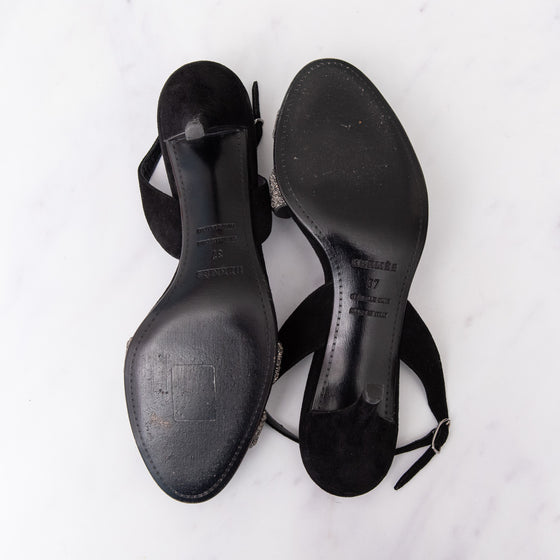 Hermes Crystal Night Black Sueded Heel Pumps