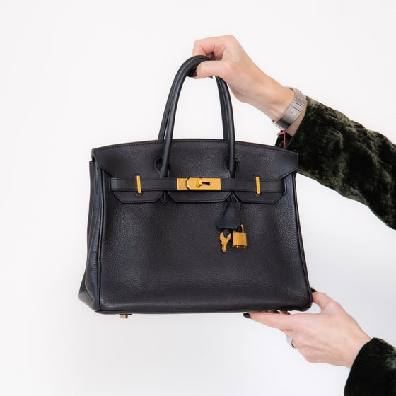 Hermes Black Birkin 30 Veau Taurillon Clemence Leather  Bag