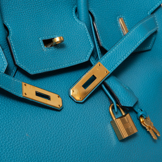 Hermes Birkin 35 Turquoise Veau Togo Leather Bag 2015