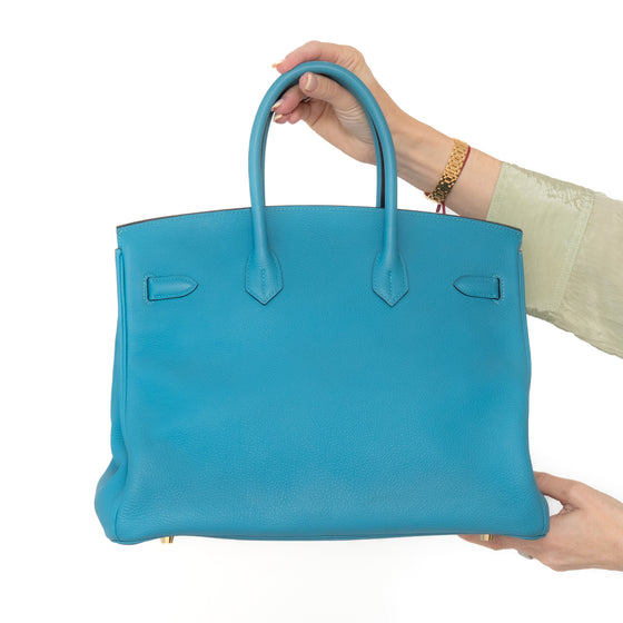 Hermes Birkin 35 Turquoise Veau Togo Leather Bag 2015