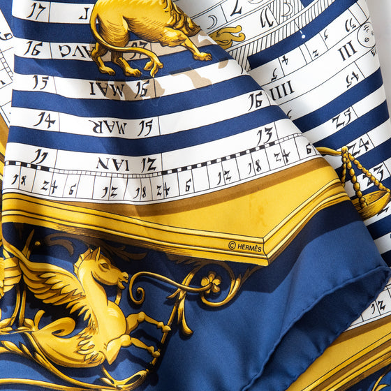 Hermes Blue Dies et Hore Astrology Silk Scarf