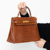 Hermes Vintage Kelly 28 Miel Crocodile Bag