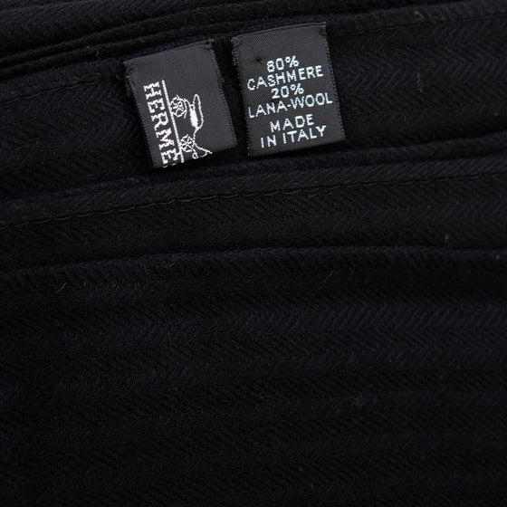Hermes Black Large Cashmere And Wool Wrap Scarf