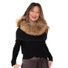 Hermes Ladies Charcoal Grey Alpaca Wool And Fur Collar