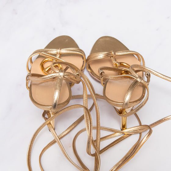 Hermes Chaine d'Ancre Gold Leather Heel Sandals