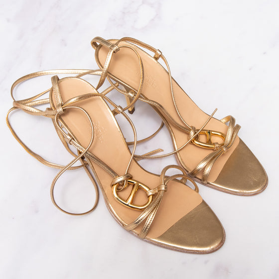 Hermes Chaine d'Ancre Gold Leather Heel Sandals