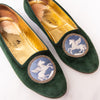 Hermes Green Velvet Flat Pumps