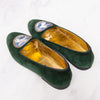 Hermes Green Velvet Flat Pumps