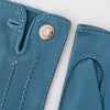 Hermes Blue Jean Leather Clou de Selle Gloves