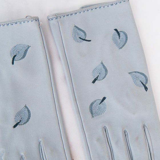 Hermes Blue Lin Leather Gloves