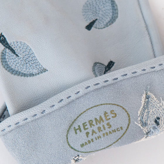 Hermes Blue Lin Leather Gloves