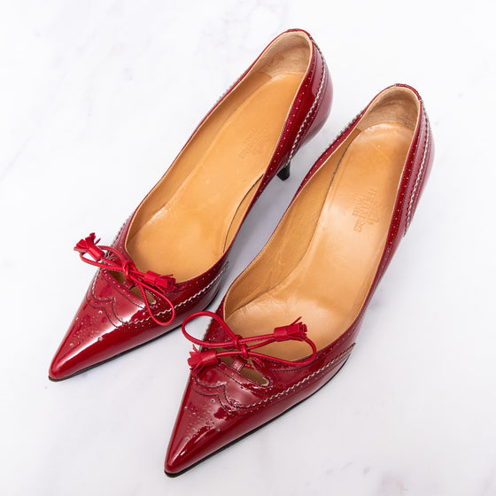 Hermès Guillie Red Patent Leather Heels