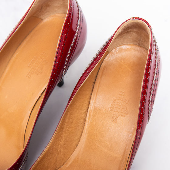 Hermès Guillie Red Patent Leather Heels