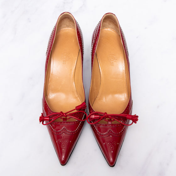 Hermès Guillie Red Patent Leather Heels