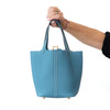**UNUSED** Hermès  Picotin Lock 18 Bleu Jean Taurillon Clemence Leather Bag