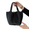 Hermes Picotin Lock 22 Black Clemence  Leather Bag