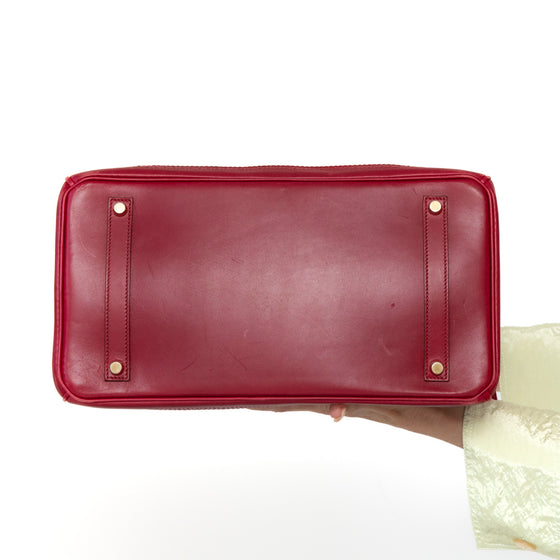 Hermes Birkin 35 Ghillies Rubis Veau Tadelakt Leather Bag