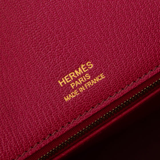 Hermes Birkin 35 Ghillies Rubis Veau Tadelakt Leather Bag
