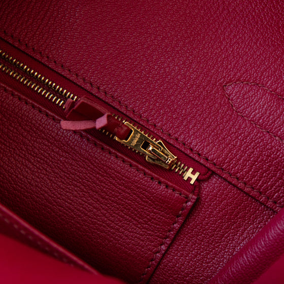 Hermes Birkin 35 Ghillies Rubis Veau Tadelakt Leather Bag