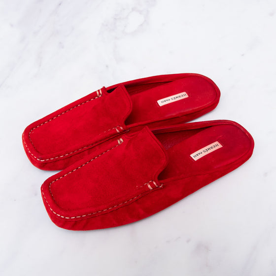 Hermes Red Suede  Slides