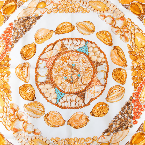 Hermes Rocaille Orange Silk Scarf