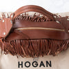 Hogan Rust Leather Suede Fringed Shoulder Bag