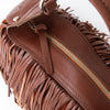 Hogan Rust Leather Suede Fringed Shoulder Bag