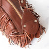 Hogan Rust Leather Suede Fringed Shoulder Bag