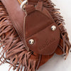 Hogan Rust Leather Suede Fringed Shoulder Bag
