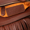 Hogan Rust Leather Suede Fringed Shoulder Bag