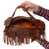 Hogan Rust Leather Suede Fringed Shoulder Bag