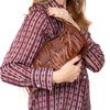 Hogan Rust Leather Suede Fringed Shoulder Bag