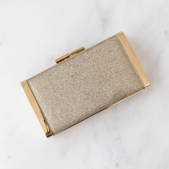 Jimmy Choo Ellipse Soft Gold Glitter Clutch Bag