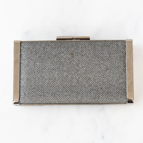 Jimmy Choo Ellipse Silver Grey Glitter Clutch Bag