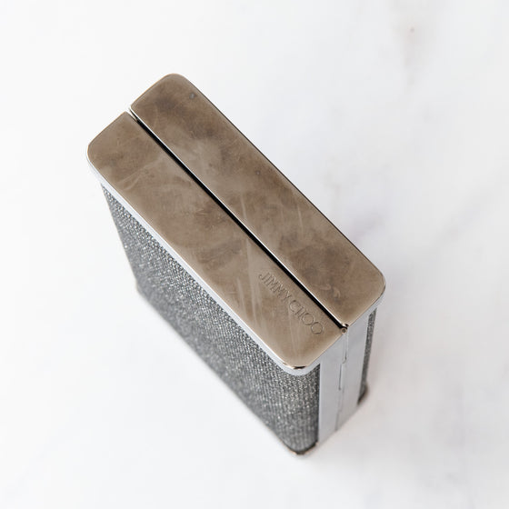 Jimmy Choo Ellipse Silver Grey Glitter Clutch Bag
