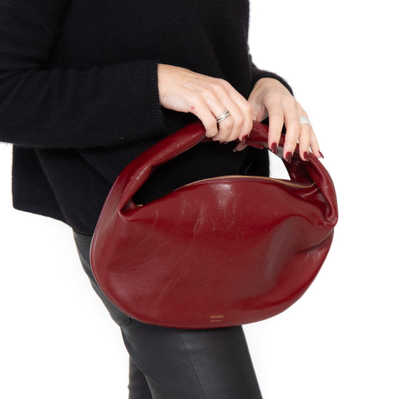 Khaite Olivia Burgundy Patent Leather Bag