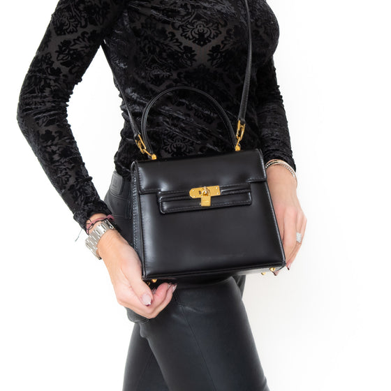 Launer London Black Leather Handbag