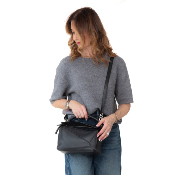 Loewe Black Puzzle Medium Leather Shoulder Bag