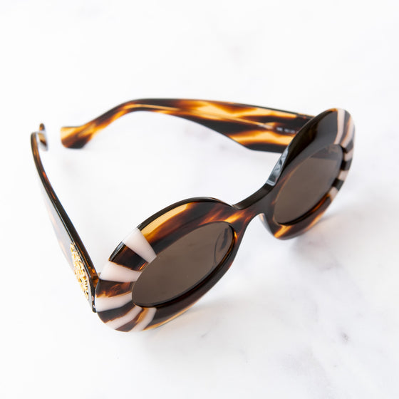Loewe Oversized Round Frame Striped Sunglasses