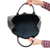 Longchamp Roseau Black Mock Croc Embossed Leather Tote Bag