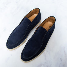  Loro Piana Open Walk Navy Suede Loafers