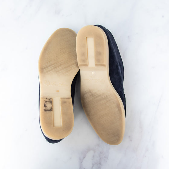 Loro Piana Open Walk Navy Suede Loafers