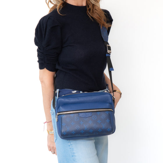 Louis Vuitton Blue Cobalt Monogram Coated Canvas And  Taigarama  Outdoor Messenger Bag